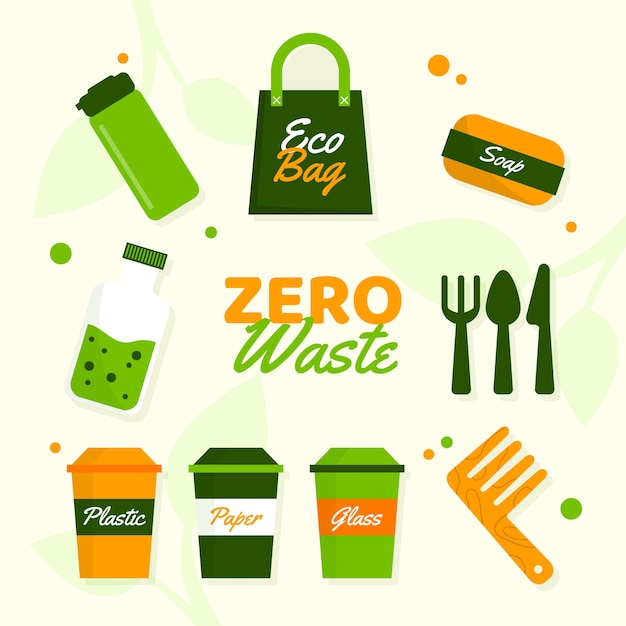 Kostenloser Vektor zero waste pack flaches design