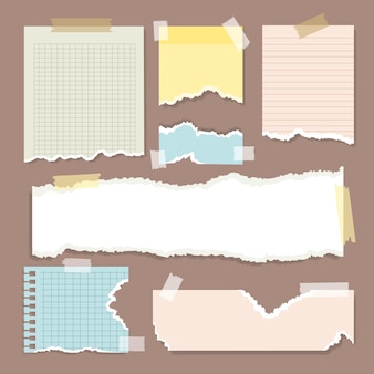 Zerrissene papiersammlung mit klebeband