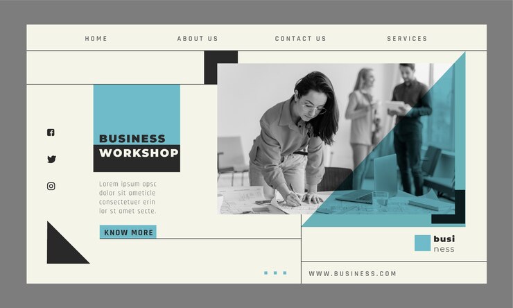 Kostenlose Vektor zielseite des business-workshop-social-media-pakets