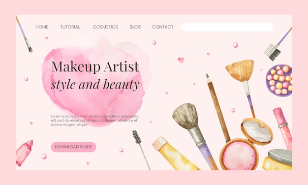 Zielseite für aquarell-make-up-produkte