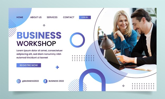 Zielseite für Business-Workshops mit Farbverlauf