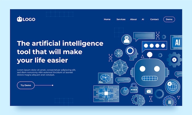 Kostenloser Vektor zielseite für das konzept der künstlichen intelligenz