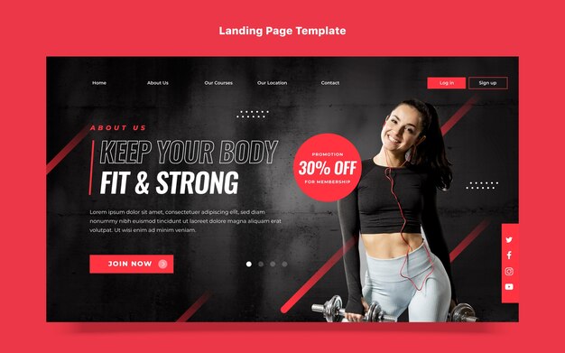 Zielseite für Fitnessangebote im flachen Design