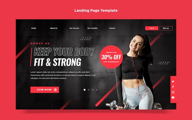 Zielseite für Fitnessangebote im flachen Design
