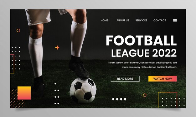 Zielseite für Fußballspiele mit Farbverlauf
