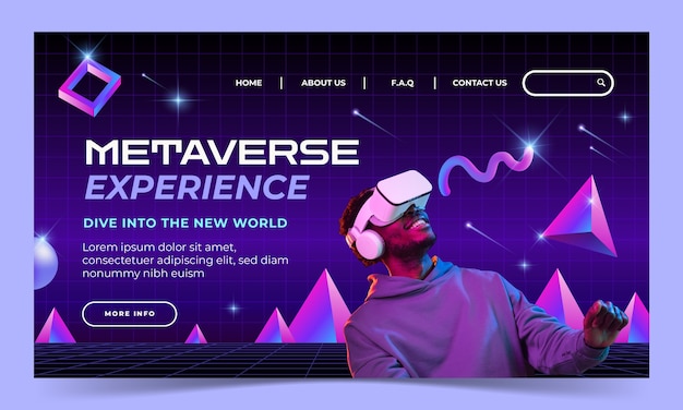 Kostenloser Vektor zielseite für gradienten-metaverse-erfahrung