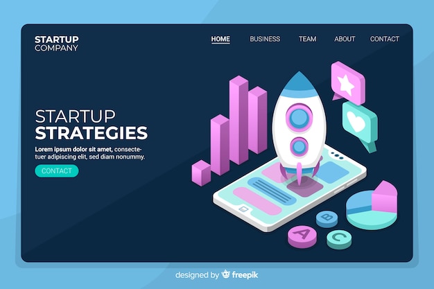Kostenloser Vektor zielseite für isometrische startstrategien