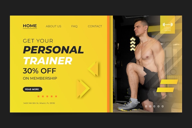 Zielseite für personal trainer mit farbverlauf