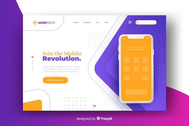 Zielseite mit Telefondesign für Schablone