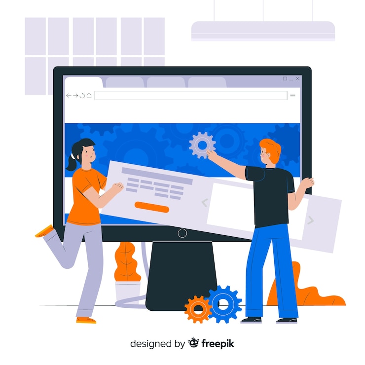 Kostenlose Vektor zielseitenkonzept-website-setup