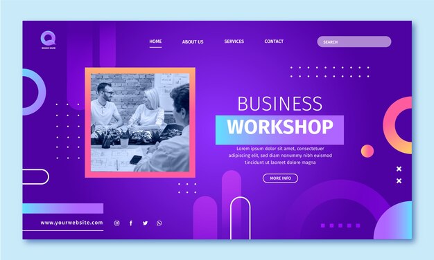 Zielseitenvorlage für Business-Workshops mit Farbverlauf