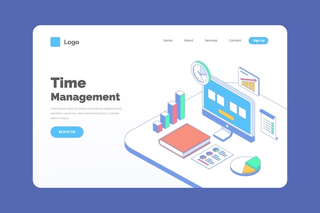 Zielseitenvorlage für das isometrische gliederungszeitmanagement