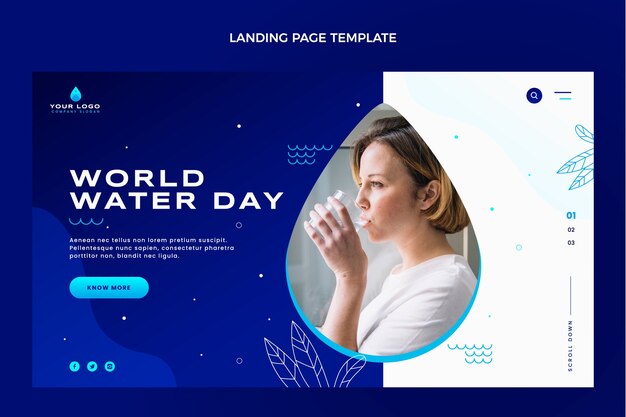 Zielseitenvorlage für den Weltwassertag mit Farbverlauf