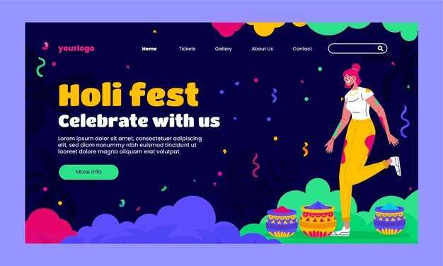 Zielseitenvorlage für holi-festfeiern