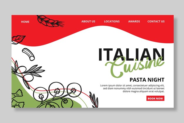 Zielseitenvorlage für italienisches Essen