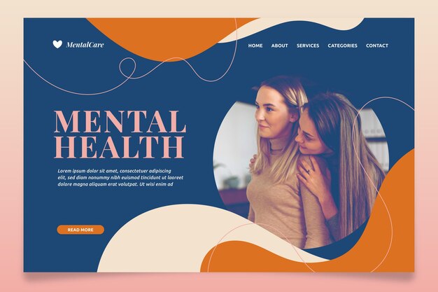 Zielseitenvorlage für psychische Gesundheit mit Foto