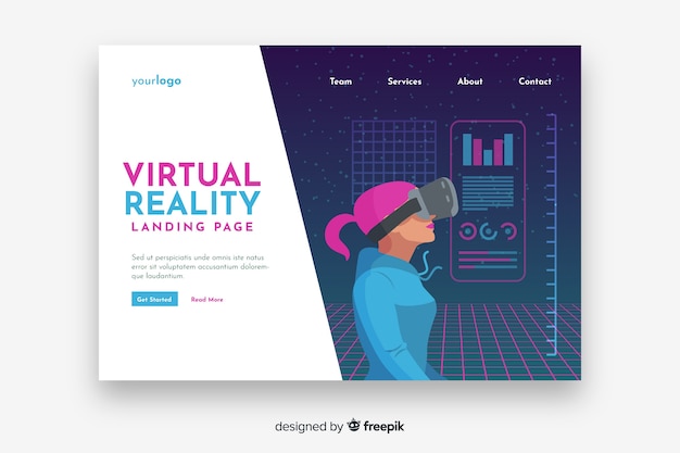 Zielseitenvorlage für virtuelle realität