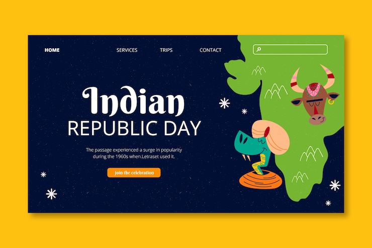 Kostenlose Vektor zielseitenvorlage zum tag der republik indien