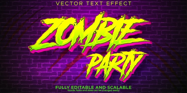 Kostenloser Vektor zombie-horror-texteffekt, bearbeitbares graffiti und gruseliger schriftstil