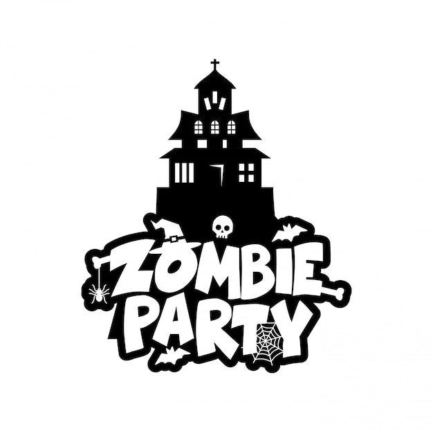 Zombie-party-typografie-design-vektor