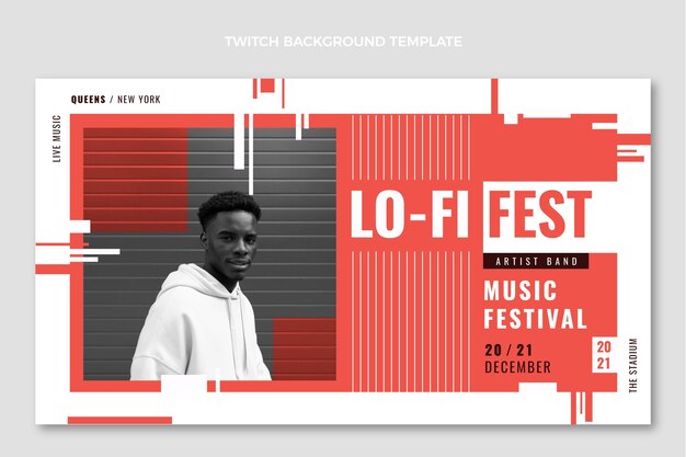 Zuckender Hintergrund des minimalen Musikfestivals des flachen Designs