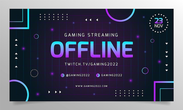 Kostenloser Vektor zuckender hintergrund für gaming-streaming mit farbverlauf