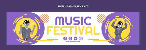 Kostenloser Vektor zuckendes banner des musikfestivals im flachen design