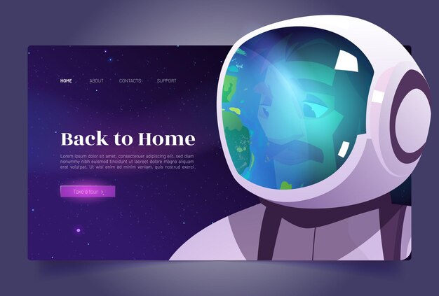 Zurück zur Startseite Cartoon Landing Page Astronautenreisen in der Galaxie