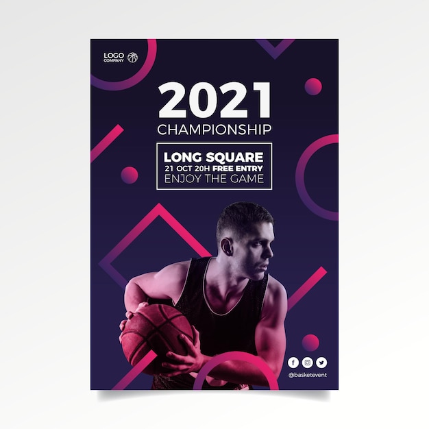 Zusammenfassung 2021 sportereignisplakat mit foto