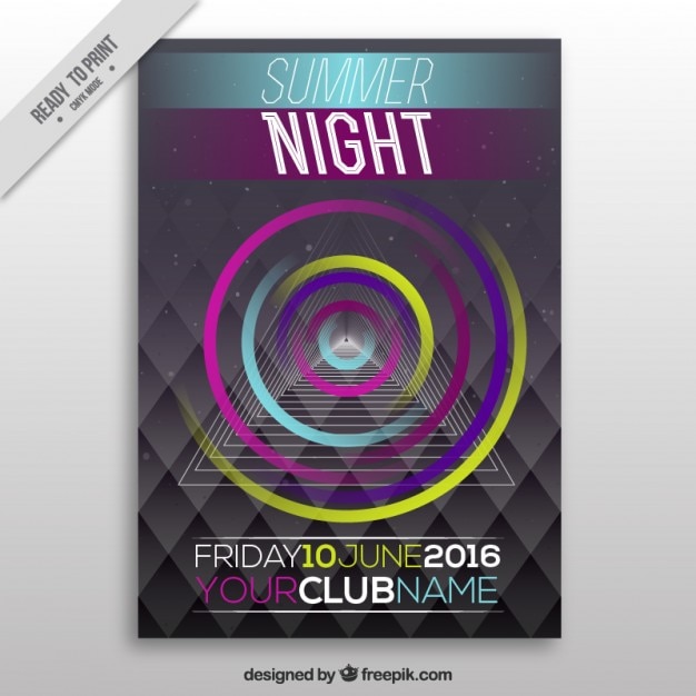 Kostenloser Vektor zusammenfassung sommer-party-plakat mit farbigen kreisen