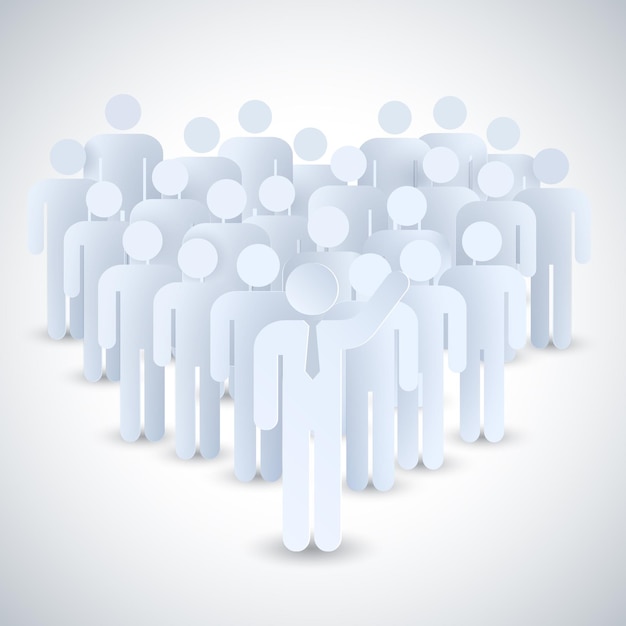 Zusammensetzung des Geschäftsteams mit einer Gruppe von Personen, die durch eine gemeinsame Idee vereint sind
