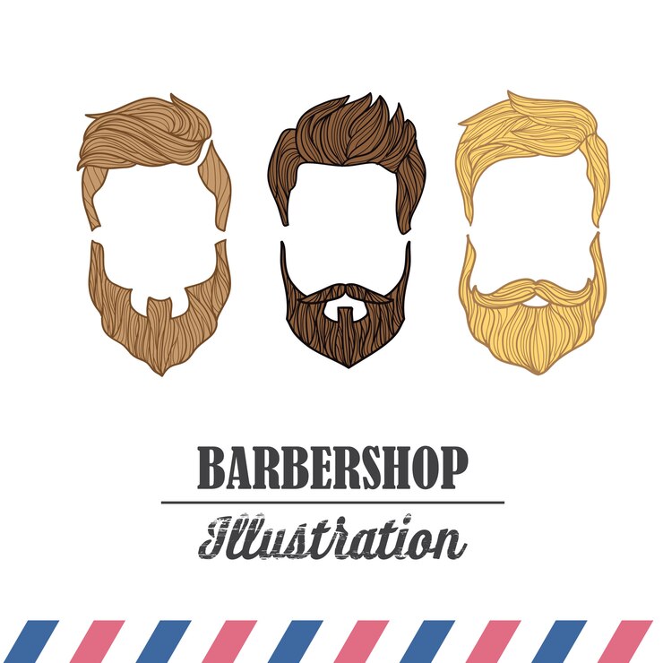 Kostenlose Vektor zusammensetzung des satzes von icons für den friseurladen.