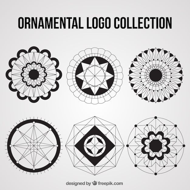 Zusammenstellung der runden Zier Logos