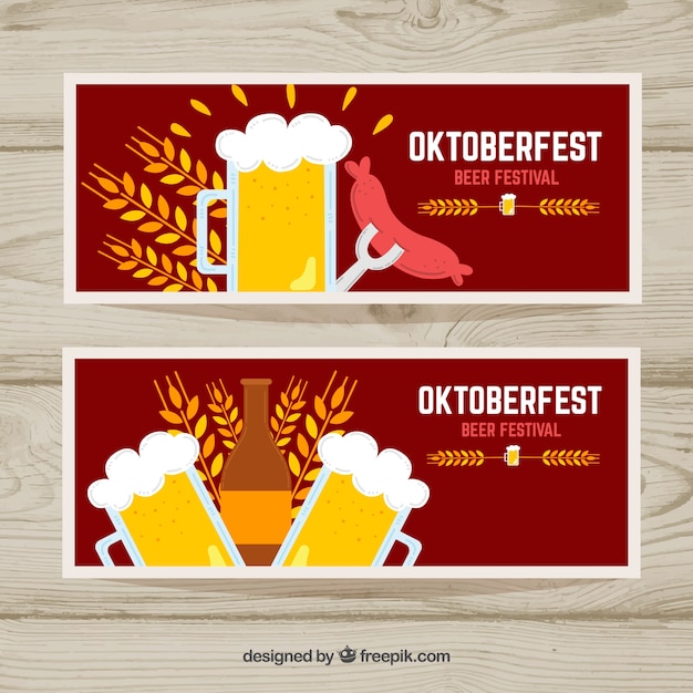 Kostenloser Vektor zwei banner für oktoberfest