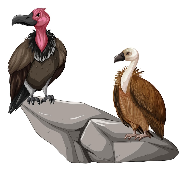 Kostenlose Vektor zwei geiervögel auf dem felsen