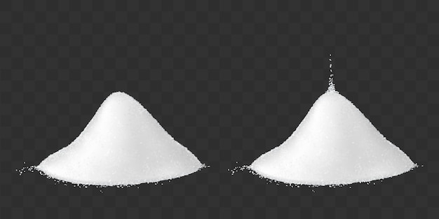 Zwei Haufen Salz und Zucker gesetzt