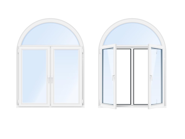 Zwei isolierte und realistische Bogenfenster