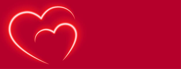 Zwei Liebe Neonrot Herzen Valentinstag Banner