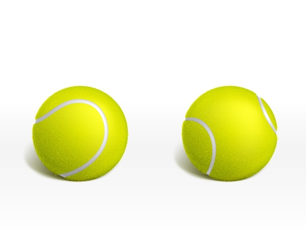 Zwei neue Tennisbälle, die auf weißer Oberfläche liegen