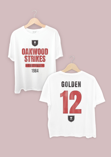 Zweifarbiges, flaches Oakwood Strikes-Fußball-T-Shirt