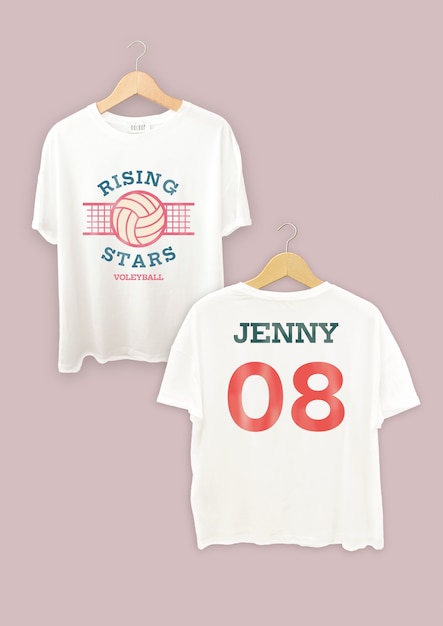 Zweifarbiges, flaches Volleyball-T-Shirt mit aufgehenden Sternen