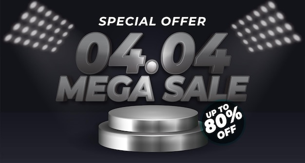 0404 sonderangebot mega sale auf podiumshintergrund geeignet für webwerbung oder social media