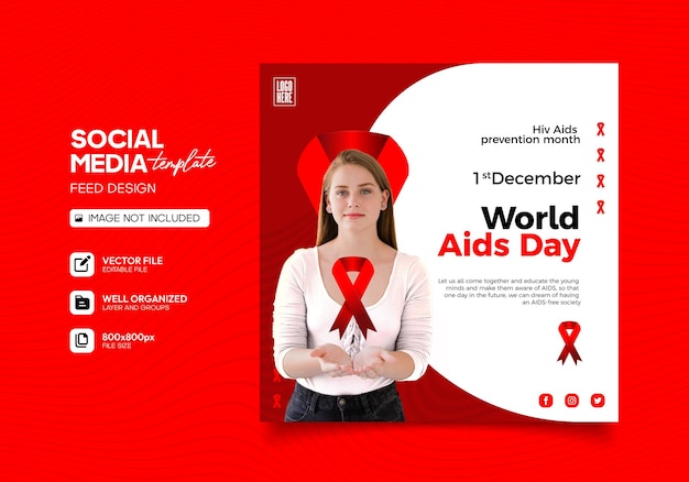 1. dezember social-media-beitragsvorlage zum welt-aids-tag