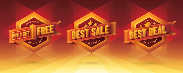 1 kaufen, 1 kostenlos Best Sale Best Deal Rabattetiketten unterschreiben Abstrakt Rote Hexagonetiketten Preisabzug