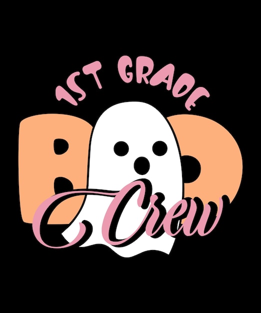 Vektor 1. klasse boo crew lehrer schüler lustiges halloween-kostüm lustiges boo crew halloween-kostüm.