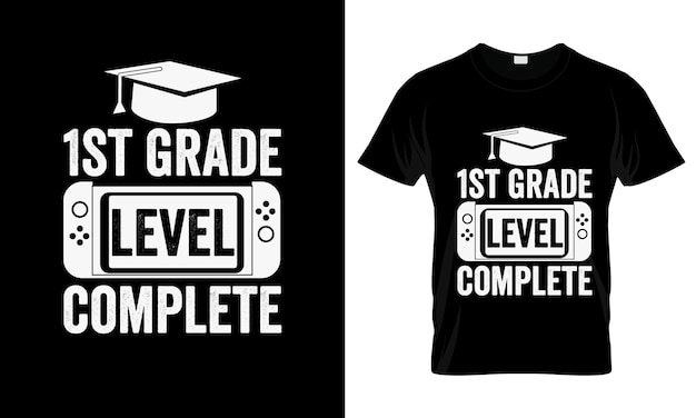 Vektor 1. klasse level komplettes farbenfrohes grafik-t-shirt-gaming-t-shirt-design