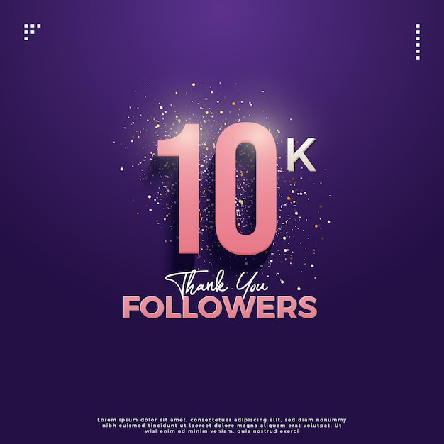 10.000 Follower feiern mit lebendigem, feierlichem Glitzer-Design-Premium-Vektor