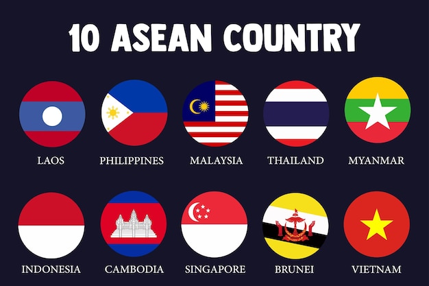 10 ASEAN-Landesflagge