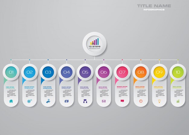 10 schritte diagramm infografiken elemente