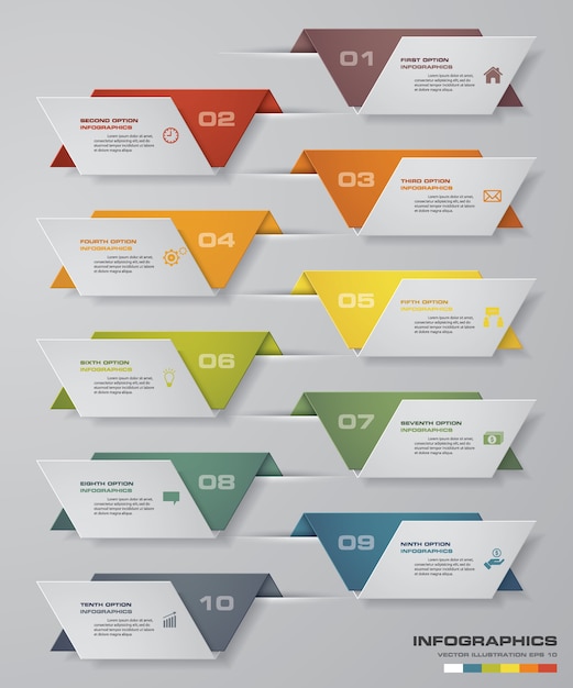 10 schritte einfaches & editierbares prozessdiagramm infographics element.